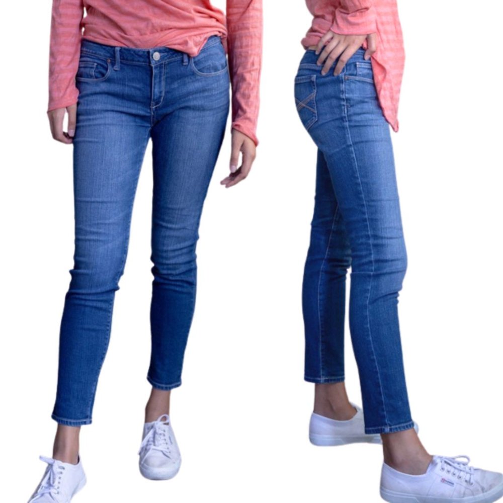 Aeropostale Ashley Womens Ultra Skinny Jean Denim Cotton Blue Mid-Rise 5…